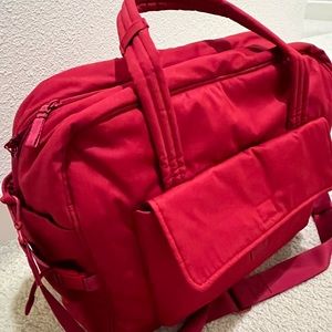 Vera Bradley Utility Travel Bag Overnight Bag In Cardinal Red Recycled Cotton